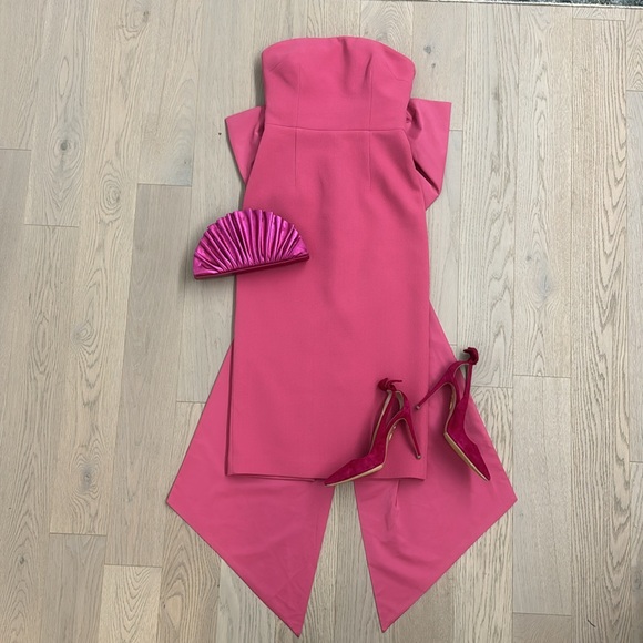 Rebecca Vallance Anais Bow Midi Dress, Rose Pink, 8 UK/ 4US - Picture 5 of 16